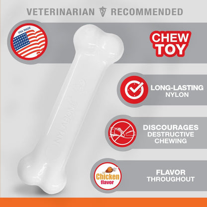 Nylabone Power Chew Flavored Durable Chew Toy for Dogs - Dog Toys for Aggressive Chewers - Indestructible Dog Bones for Small Dogs - Chicken Flavor Small/Regular
