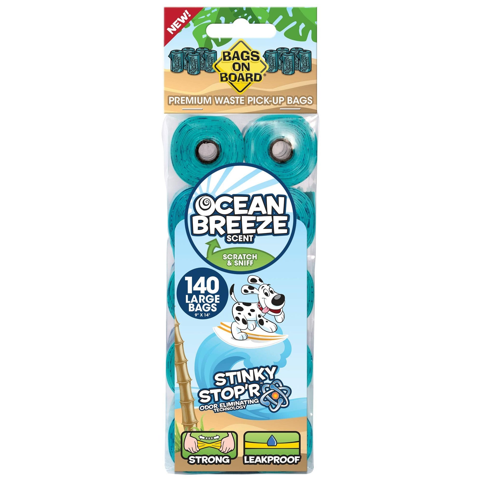 Odor Control Dog Poop Bags And Dispenser | Strong, Leak Proof Dog Waste Bags | Ocean Breeze Scent | 9 X14 Inches,140 Waste Pickup Bags
