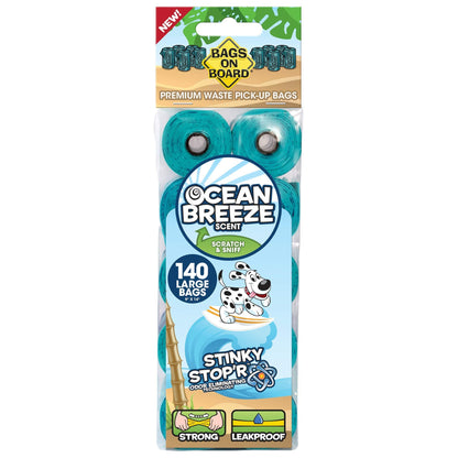 Odor Control Dog Poop Bags And Dispenser | Strong, Leak Proof Dog Waste Bags | Ocean Breeze Scent | 9 X14 Inches,140 Waste Pickup Bags