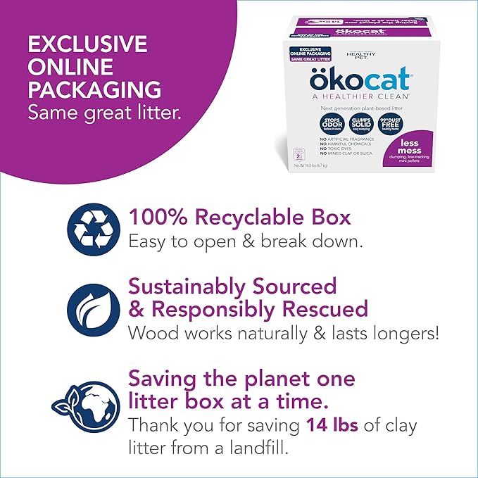 Okocat Super Soft Clumping Wood Delicate Paws Cat Litter, 14.8 lbs.