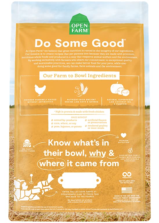 Open Farm Ancient Grains Dry Dog Food – Harvest Chicken Recipe with Wholesome Grains, 11 lb Bag