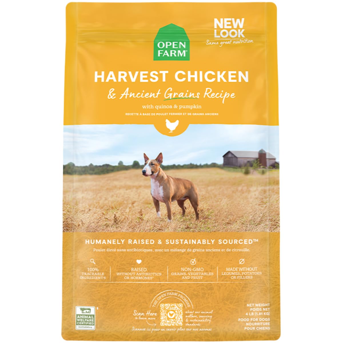 Open Farm Ancient Grains Dry Dog Food – Harvest Chicken Recipe with Wholesome Grains, 11 lb Bag