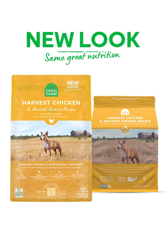 Open Farm Ancient Grains Dry Dog Food – Harvest Chicken Recipe with Wholesome Grains, 4 lb Bag