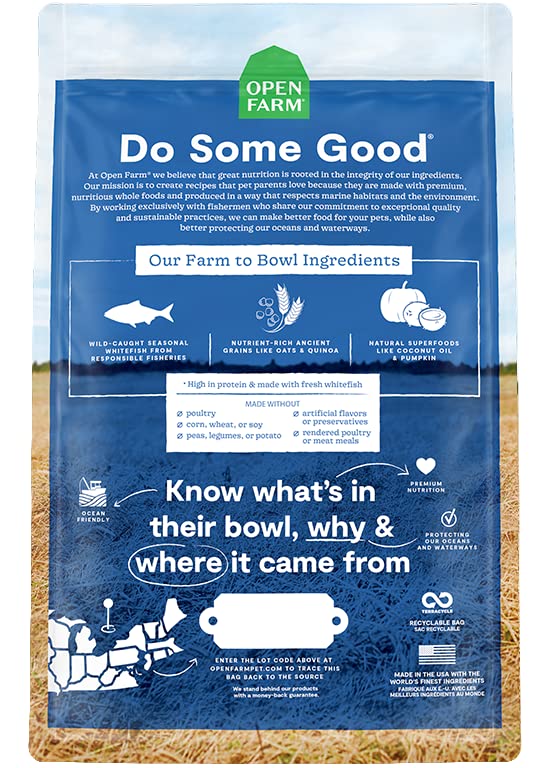 Open Farm Catch - Of - The - Season Whitefish & Ancient Grains Dry Dog Food, 11 lbs – Wild - Caught Whitefish Recipe