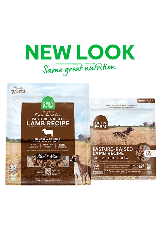 Open Farm Freeze Dried Raw Dog Food, Humanely Raised Meat Recipe with Non - GMO Superfoods and No Artificial Flavors or Preservatives (3.5 Ounce (Pack of 1), Pasture Raised Lamb)