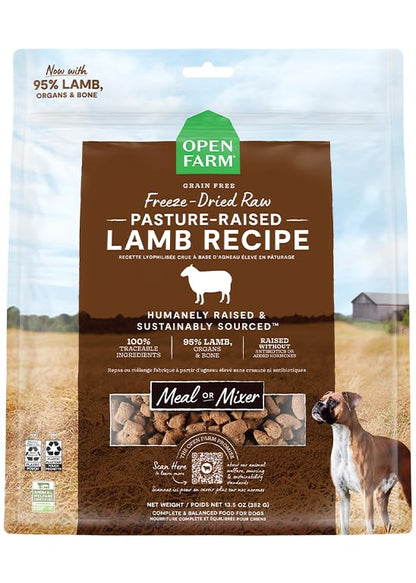 Open Farm Freeze Dried Raw Dog Food, Humanely Raised Meat Recipe with Non - GMO Superfoods and No Artificial Flavors or Preservatives (3.5 Ounce (Pack of 1), Pasture Raised Lamb)