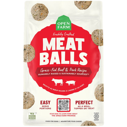 Open farm meat balls beef & pork recipe 14oz frozen dog food