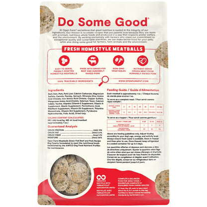 Open farm meat balls beef & pork recipe 14oz frozen dog food
