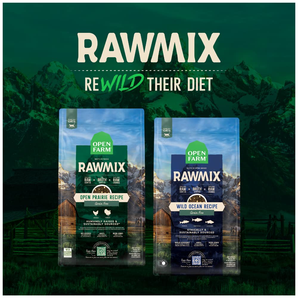 Open Farm RawMix Prairie Recipe for Cats - Humanely Raised Protein and Non - GMO Fruits and Veggies - 2.25 lb