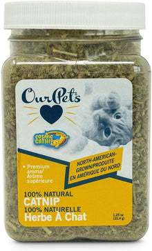 OurPets Natural Premium High Potency Cat Treats - North American Grown Catnip - 1.25 Oz Jar