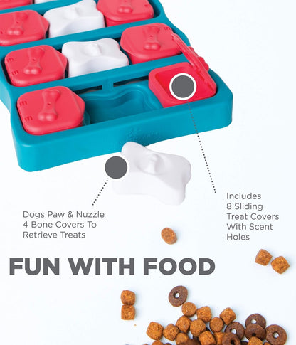 Outward Hound Nina Ottosson Dog Brick Dog Puzzle Interactive Treat Puzzle Dog Enrichment Dog Toy, Level 2 Intermediate, Blue