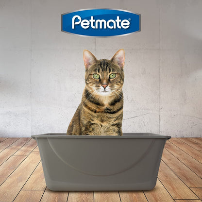 Petmate Open Cat Litter Box - Extra Large - Mouse Grey - Durable Standard Litter Box - Made in USA