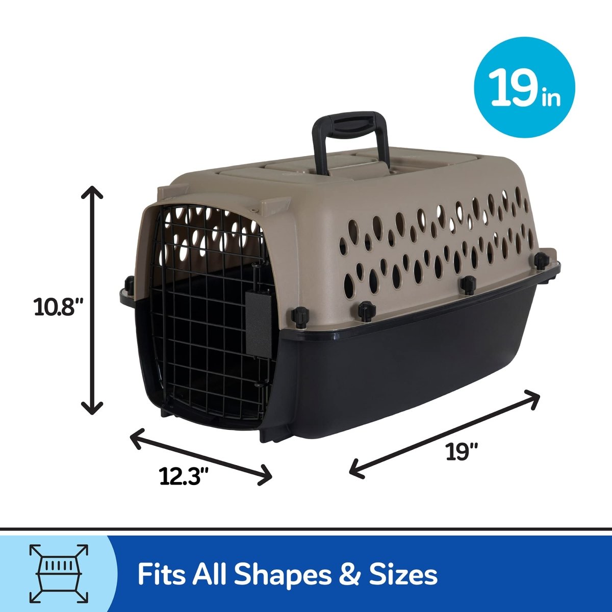Petmate Vari Dog Kennel Portable Dog Crate for 10lbs Pets - Taupe & Black