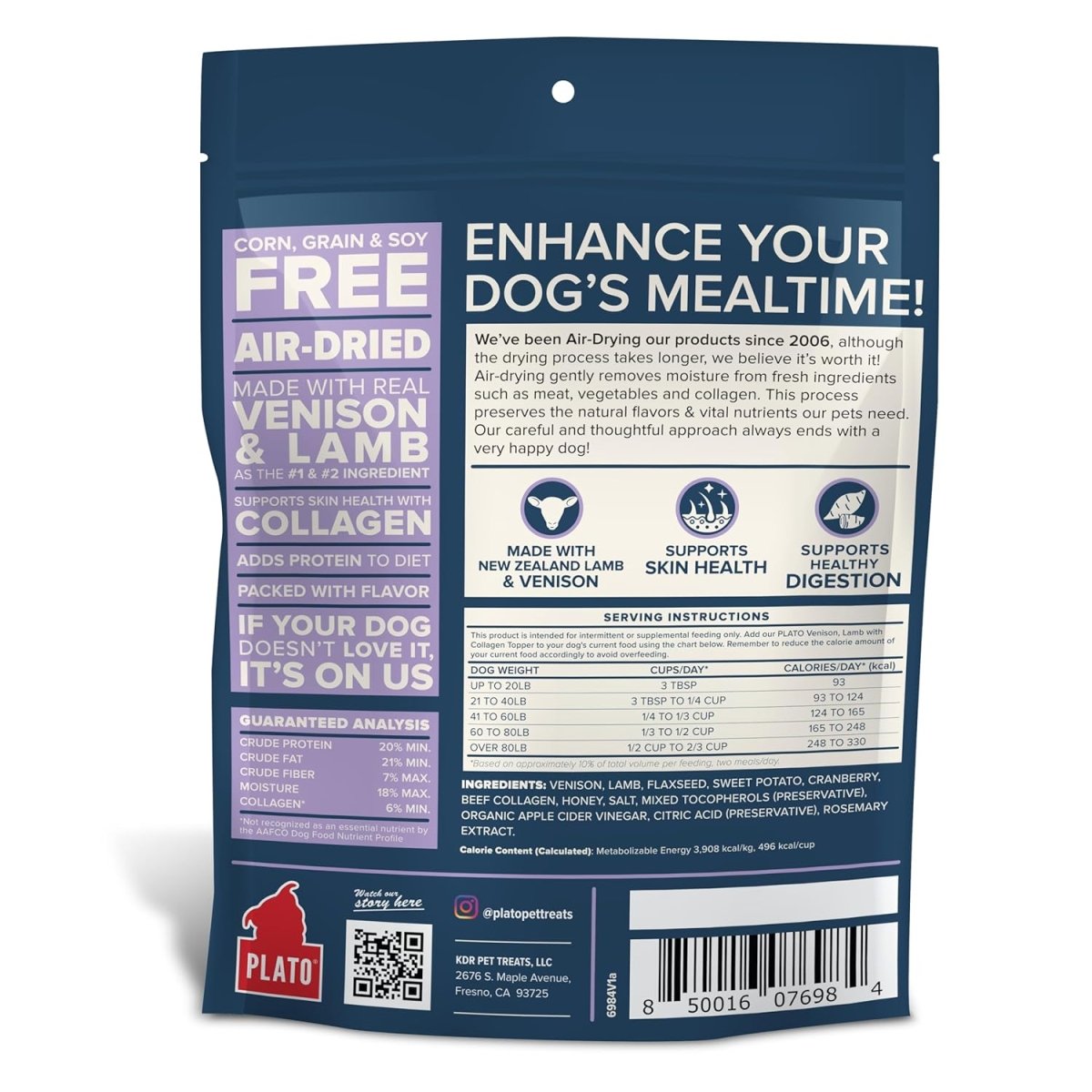 PLATO Food Topper Venison, Lamb and Collagen Recipe 5.5oz