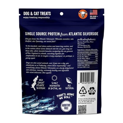 Polkadog Atlantic Silverside Whole Fish Dog Treats – All - Natural Treats for Dogs, Pets, Cats – Single Ingredient Crunchy Pet Snacks, Training Treats – Wild - Caught Fish – 2.5 oz.