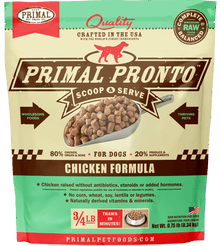 Primal pronto frozen raw scoopable chicken recipe 0.75oz dog food