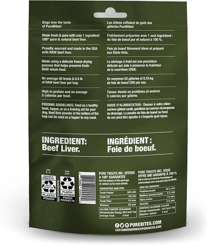 Pure bites freeze dried beef liver treats 2oz