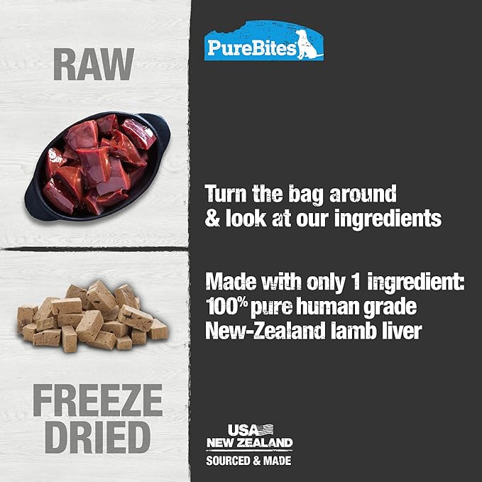 Purebites freeze dried lamb liver dog treats 2.5oz