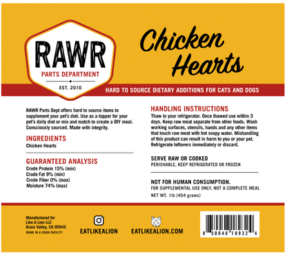 Rawr chicken heart frozen