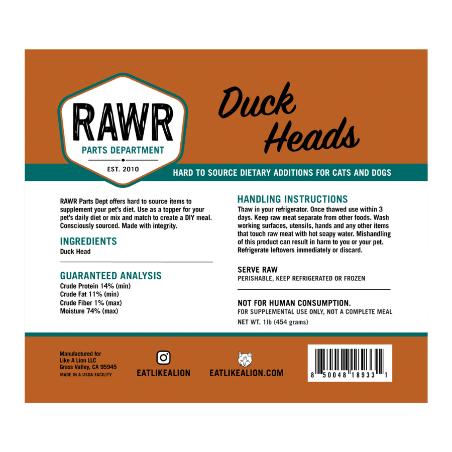 Rawr duck heads frozen