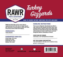 Rawr turkey gizzards frozen