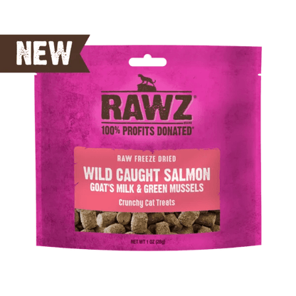Rawz Raw Freeze Dried Venison Cat Treats - Wild Caught Salmon with Goats Milk and Green Mussels