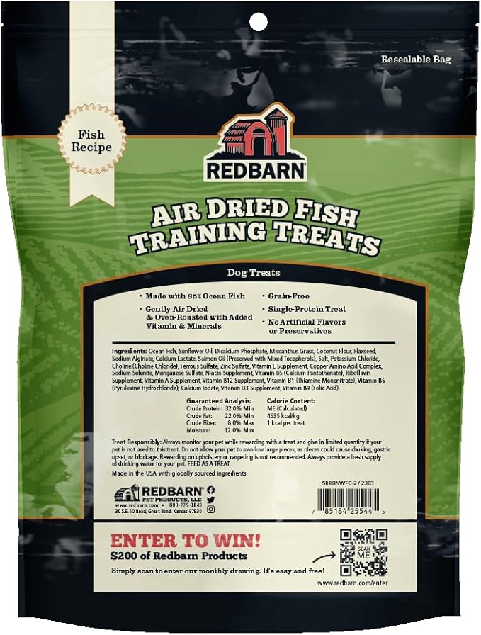 Redbarn air dried fish training treats 6oz bag