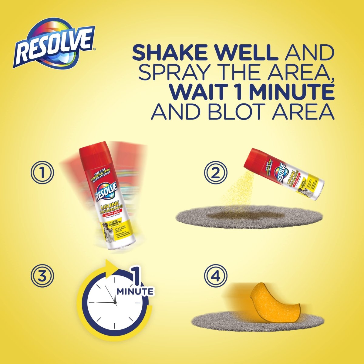 Resolve Urine Destroyer Active Shot, Stain And Odor Remover, Upholstery And Carpet Cleaner, Pet Stain And Odor Remover, Carpet Cleaner, 17oz