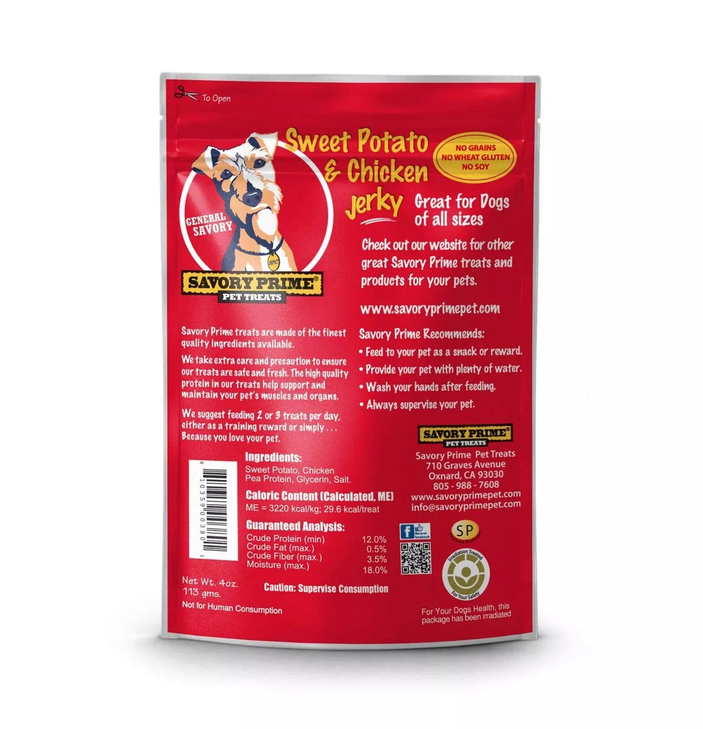 Savory prime sweet potato & chicken jerky dog treats 16oz
