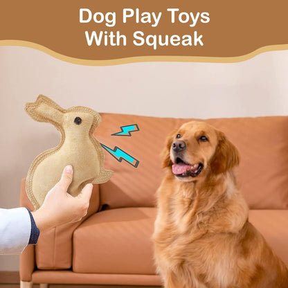 SPOT By Ethical Products Dura - Fused Leather Interactive Durable Dog Squeak Toy for Large and Small Dogs - Small - Rabbi
