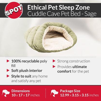 SPOT Ethical Pets Sleep Zone Cuddle Cave - Pet Bed for Cats and Small Dogs - 22x17