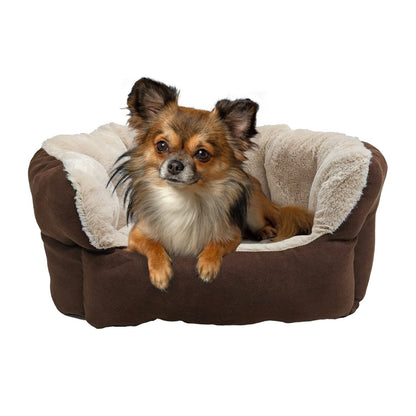 SPOT Ethical Pets Sleep Zone Small Dog Bed Washable - Reversible Cushion Pet Bed for Cats and Small Sized Dogs - Comfortable - Chocolate - 18x16 inches