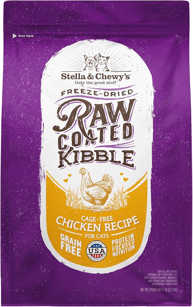 Stella and Chewy’s freeze dried ra w coated kibble chicken recipe for cats