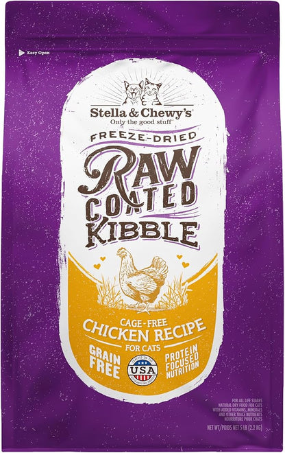 Stella and Chewy’s freeze dried ra w coated kibble chicken recipe for cats