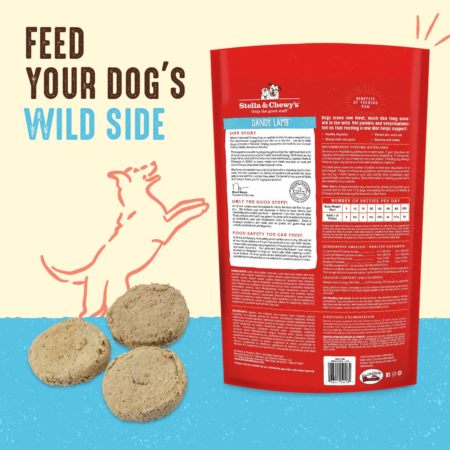 Stella & Chewy's Freeze Dried Raw Dinner Patties | Dandy Lamb Recipe | 14 oz Bag