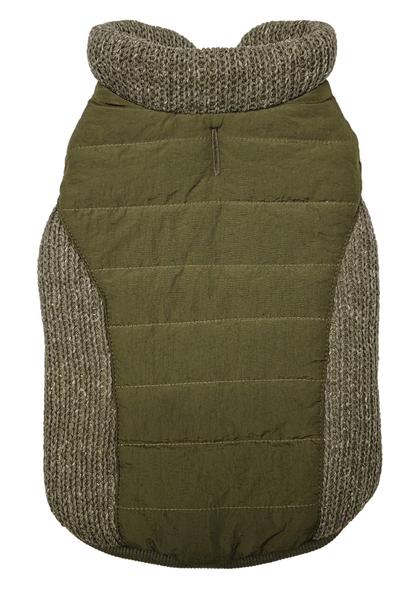 /Sweater Trim Puffy Coat/Dog Coat/Olive/Large