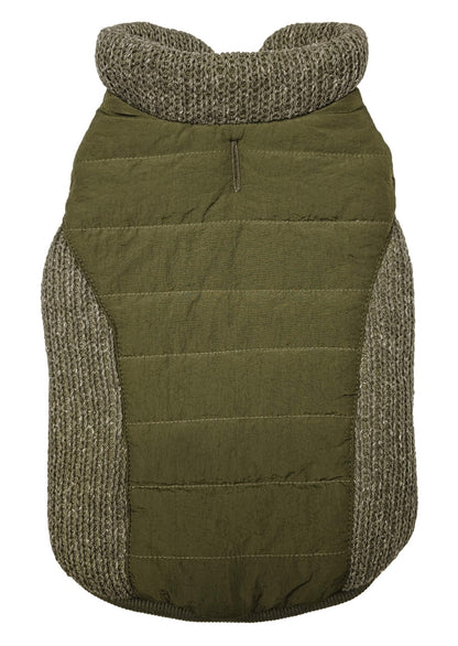 /Sweater Trim Puffy Coat/Dog Coat/Olive/Large