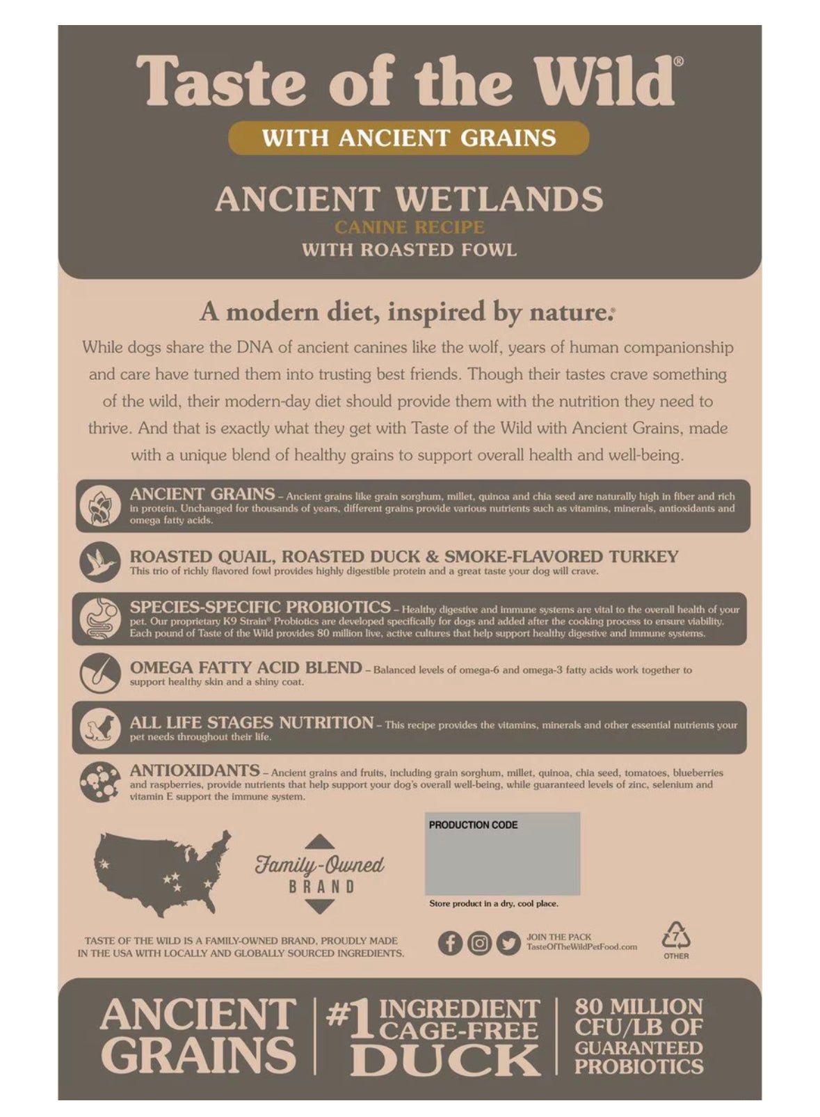 Taste of the Wild Ancient Wetlands with Ancient Grains Dry Dog Food, 14 - lb bag