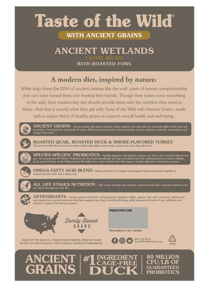 Taste of the Wild Ancient Wetlands with Ancient Grains Dry Dog Food, 14 - lb bag