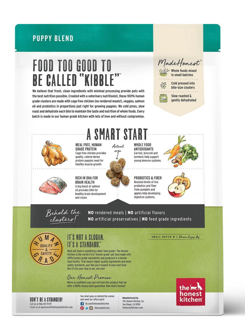 The Honest Kitchen Whole Food Clusters Chicken Recipe Puppy Blend Grain - Free Dehydrated Dog Food, 4 - lb bag