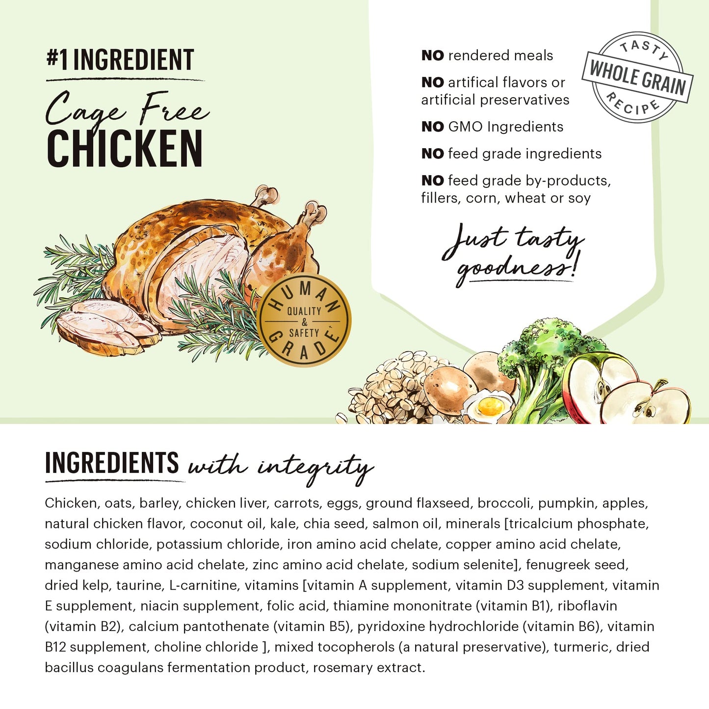 The Honest Kitchen Whole Food Clusters Whole Grain Chicken & Oat Dry Dog Food – Human - Grade, Nutrient - Rich Recipe – 5 lb Bag