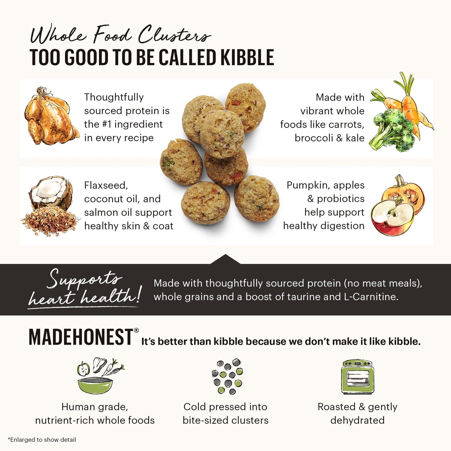 The Honest Kitchen Whole Food Clusters Whole Grain Chicken & Oat Dry Dog Food – Human - Grade, Nutrient - Rich Recipe – 5 lb Bag