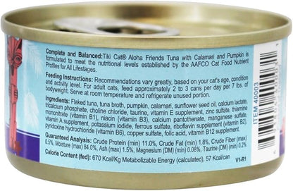 Tiki cat aloha friends tuna calamari pumpkin 3oz canned wet food