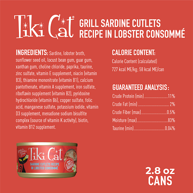 Tiki cat sardine cutlets recipe in lobster conosomme 2.8 oz