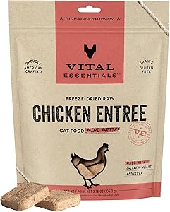 Vital essentials freeze dried raw cat food mini Pattie’s treats chicken 3.75oz