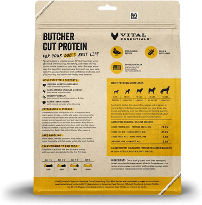 Vital essentials freeze dried raw duck entree dog food mini Pattie’s 14oz