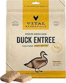 Vital essentials freeze dried raw duck entree dog food mini Pattie’s 14oz