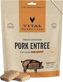 Vital Essentials Freeze - Dried Raw Pork Mini Patties Entree Cat Food, 3.75 - oz bag