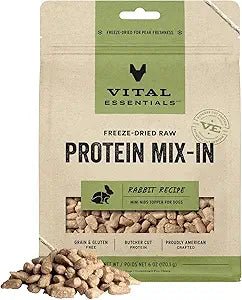 Vital essentials freeze dried raw protein mix in rabbit recipe mini nibs topper for dogs 6oz