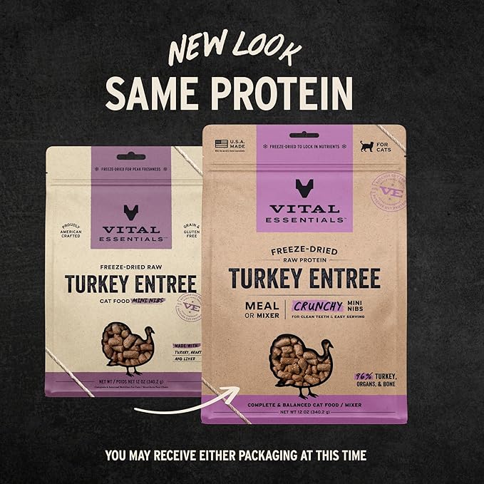 Vital essentials freeze dried turkey entree 12 oz